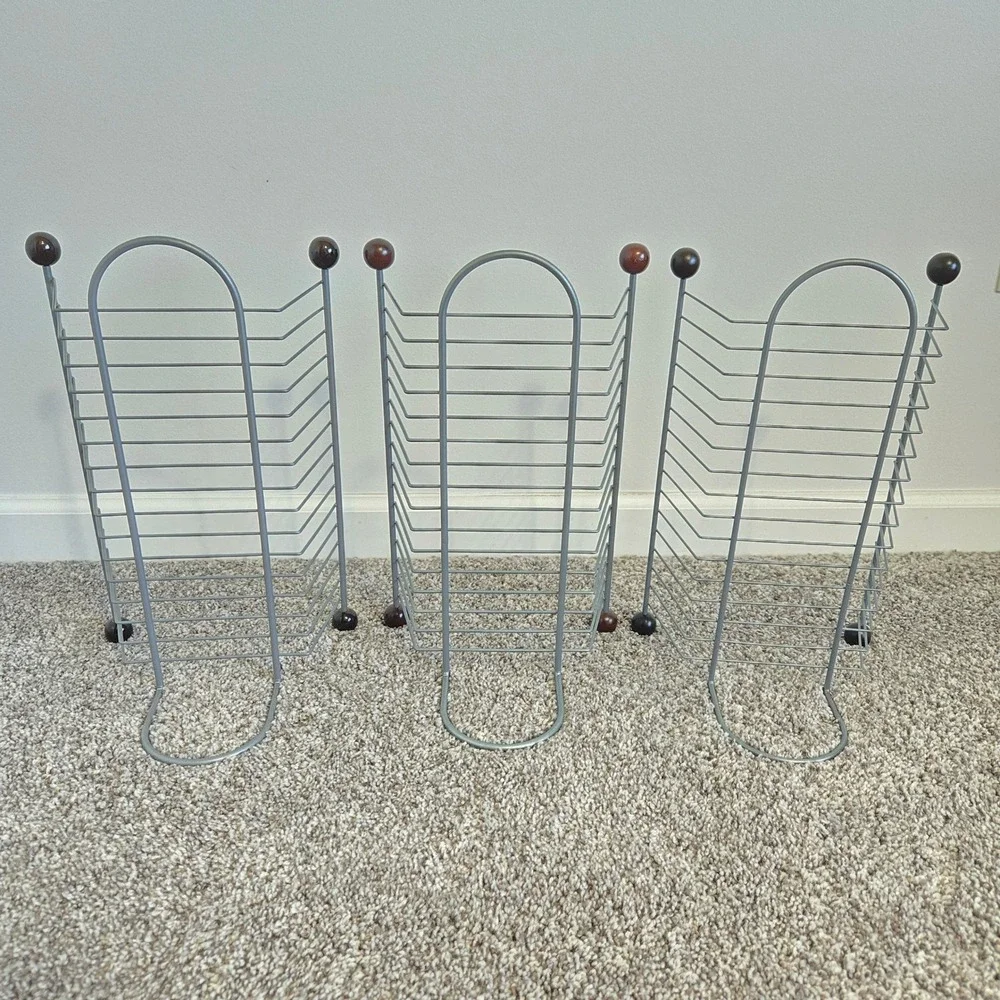15 DVD Blu-ray Game Holder LOT of 3 Wire Metal Rack Tower Storage‎ Free Standing
